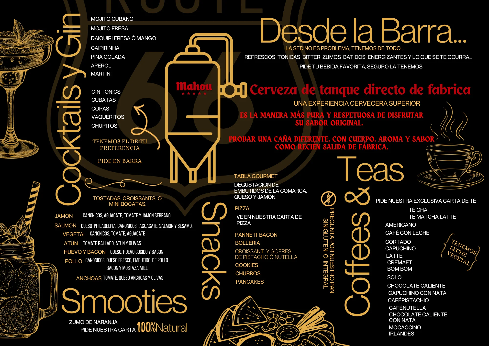 Carta Coffees & Teas de RUTA 66